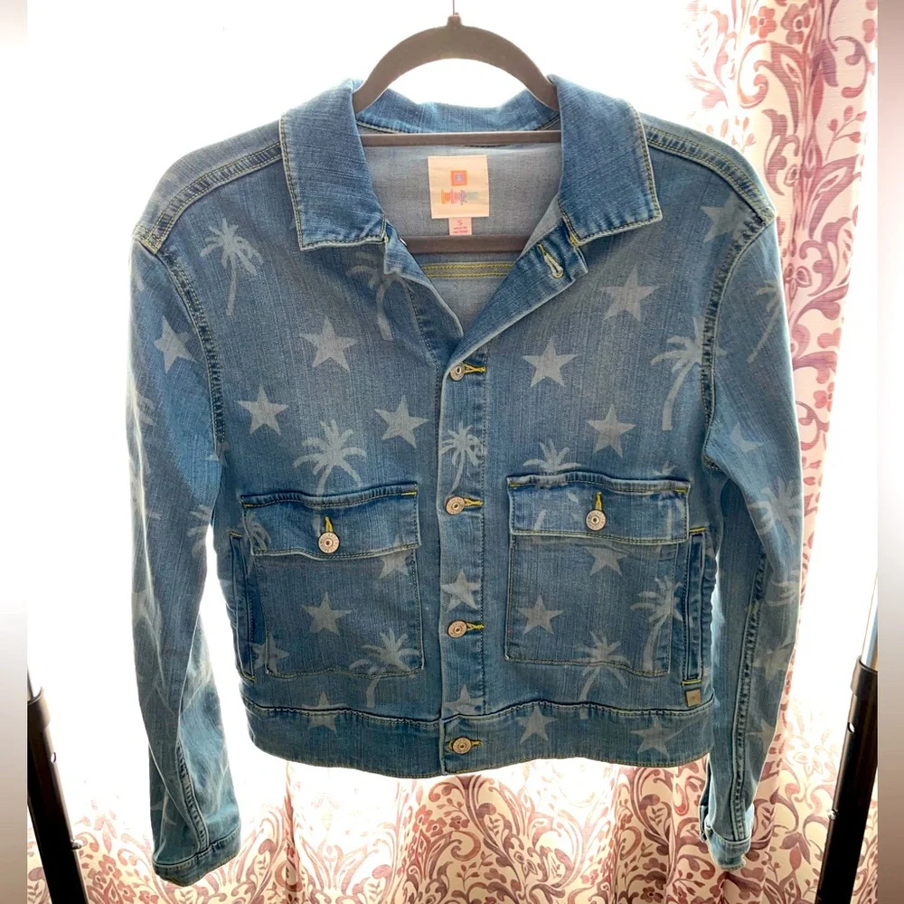 Lularoe: palm & stars denim jacket - Picture 1 of 3
